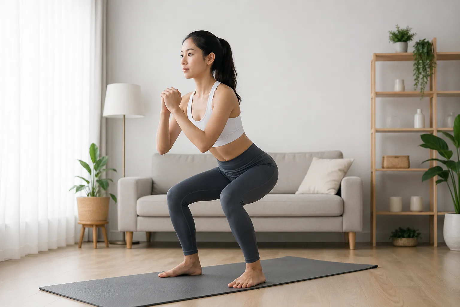 Rustige oefeningen thuis zonder geluidsoverlast.